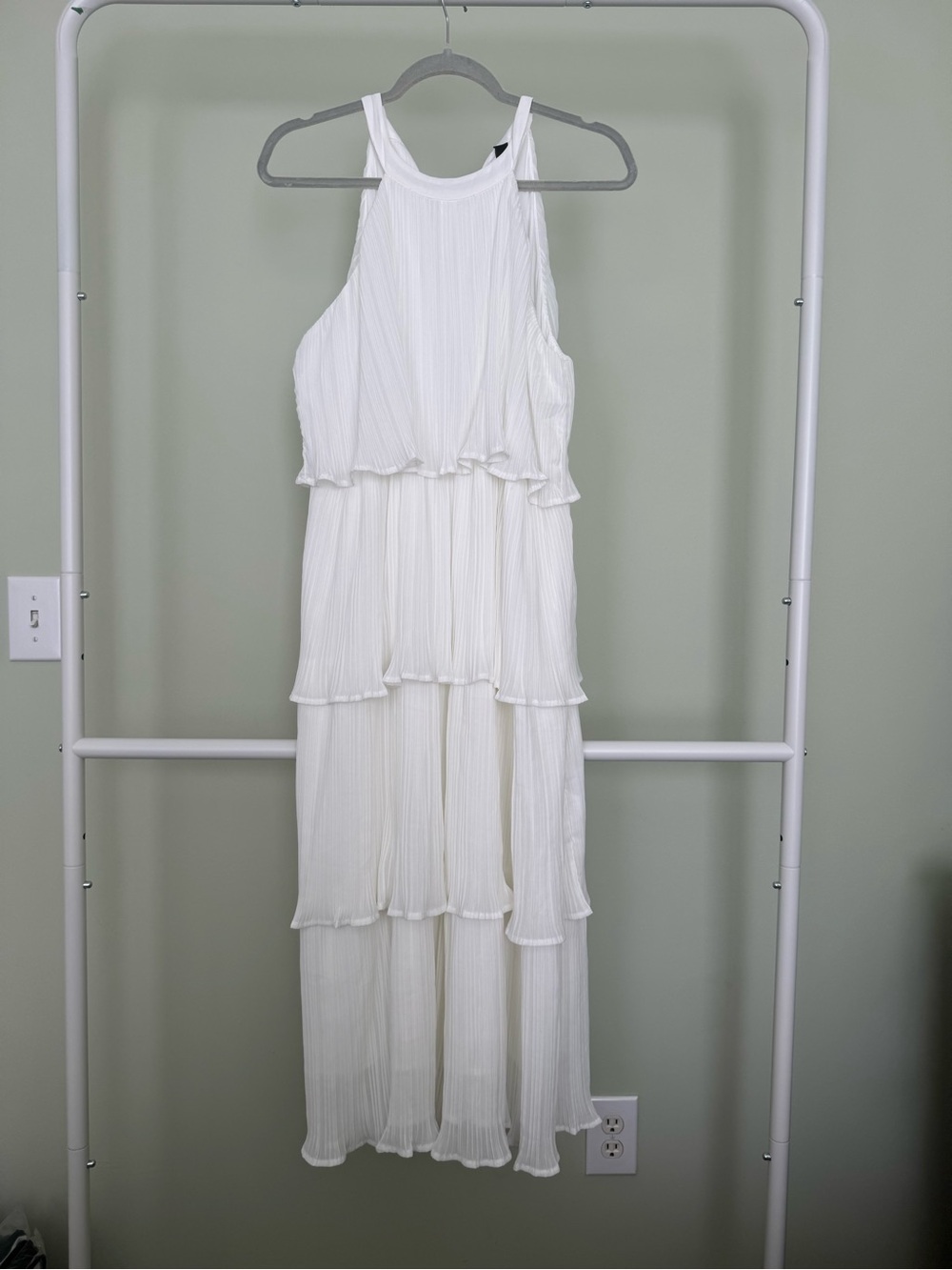 Sleeveless White Tiered Maxi Dress